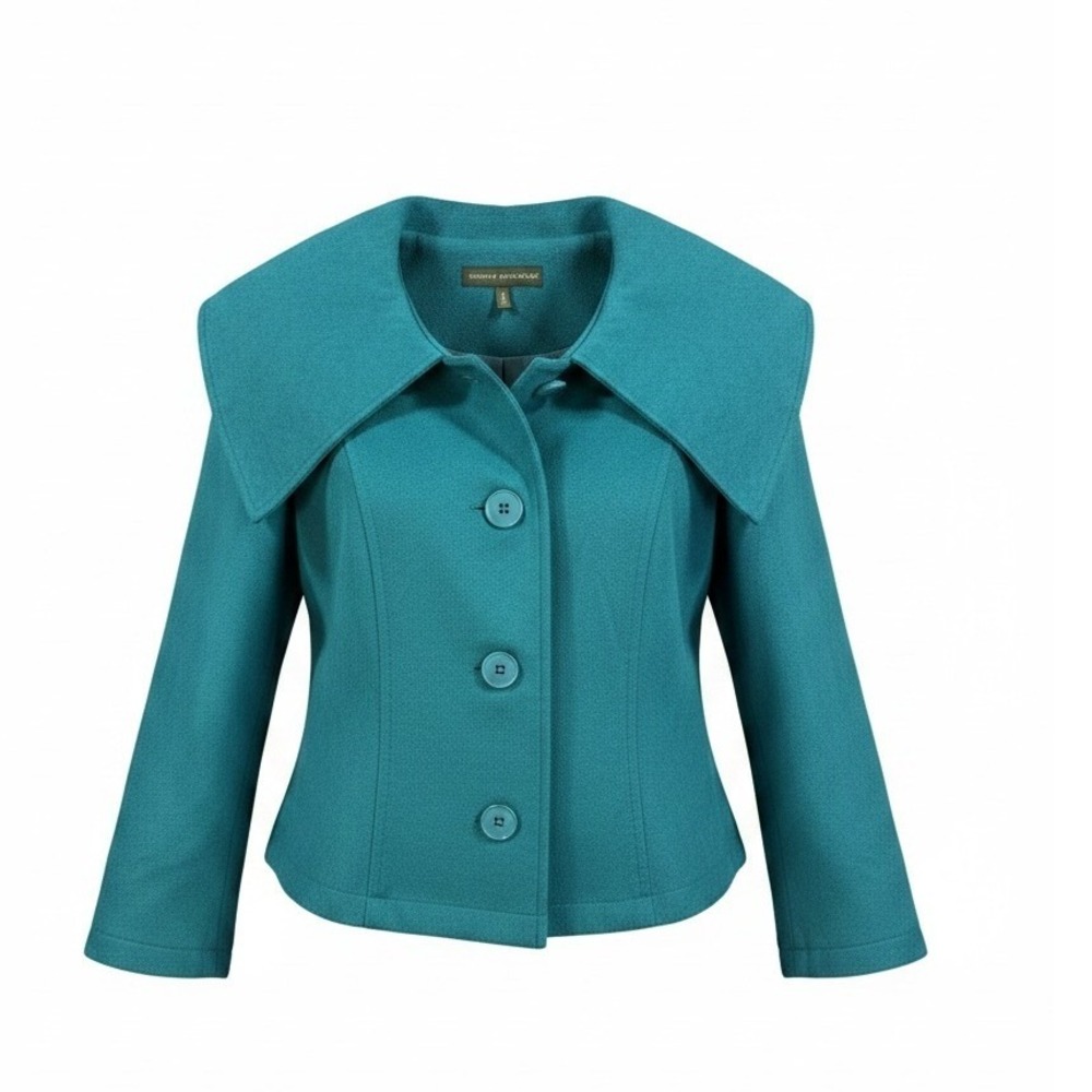 Harve Benard Portrait Collar Jacket M Teal Shawl Button Front Retro Green Fall